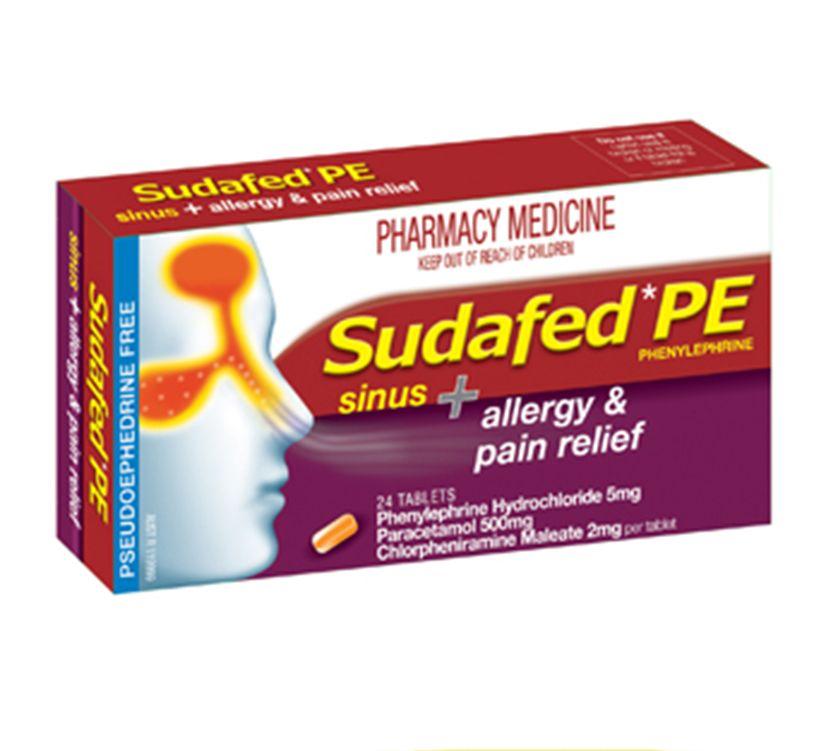 Sudafed PE Sinus Plus Allergy and Pain Relief 24 Tablets