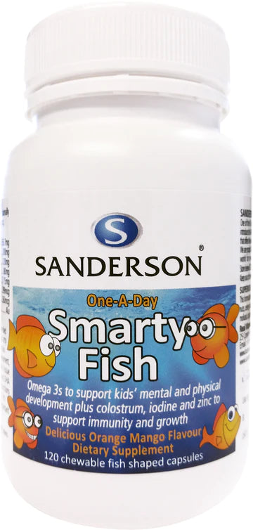 Sanderson Smarty Fish Omega 3 plus Colostrum, Iodine & Zinc 120 Capsules