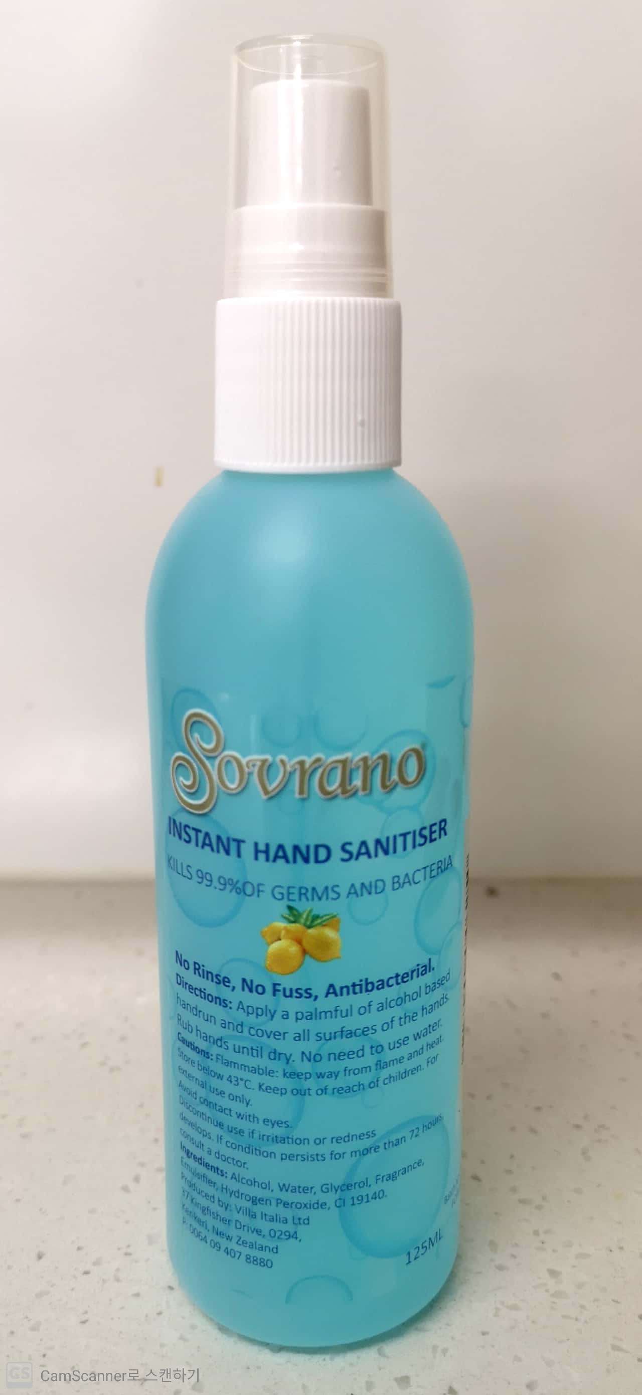 Sovrano Instant Hand Sanitiser 125mL
