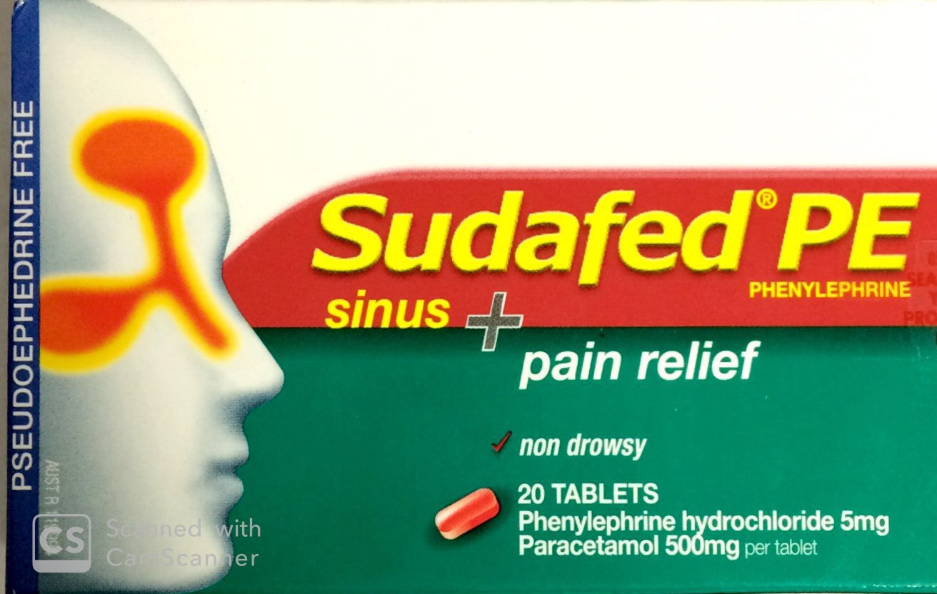 Sudafed PE Sinus Plus Pain Relief 20 Tablets Qty Restriction (1) applies