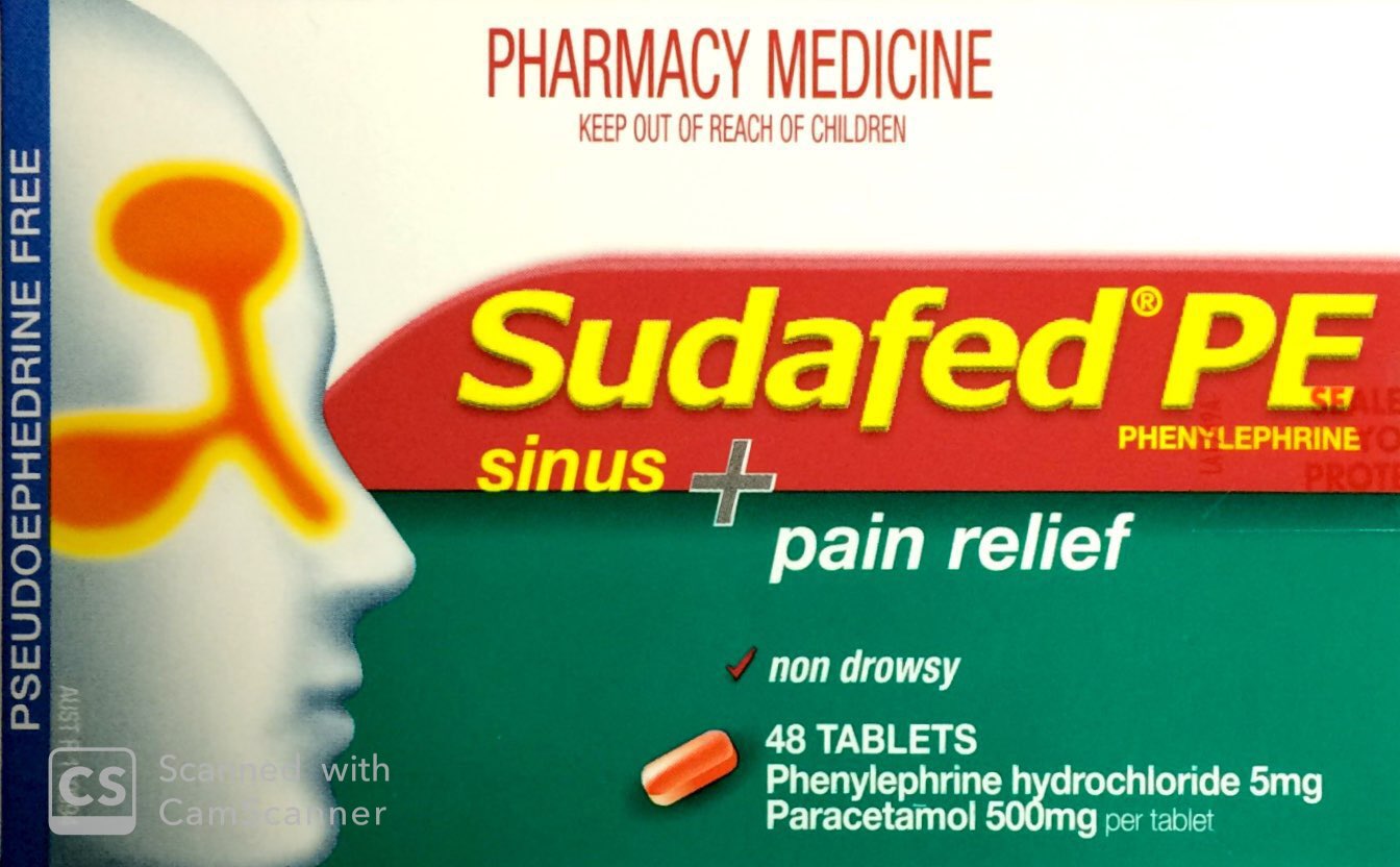 Sudafed PE Sinus Plus Pain Relief 48 Tablets