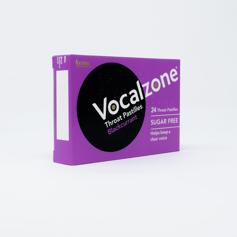 Vocalzone Throat Sugarfree Blackcurrant Pastilles 24