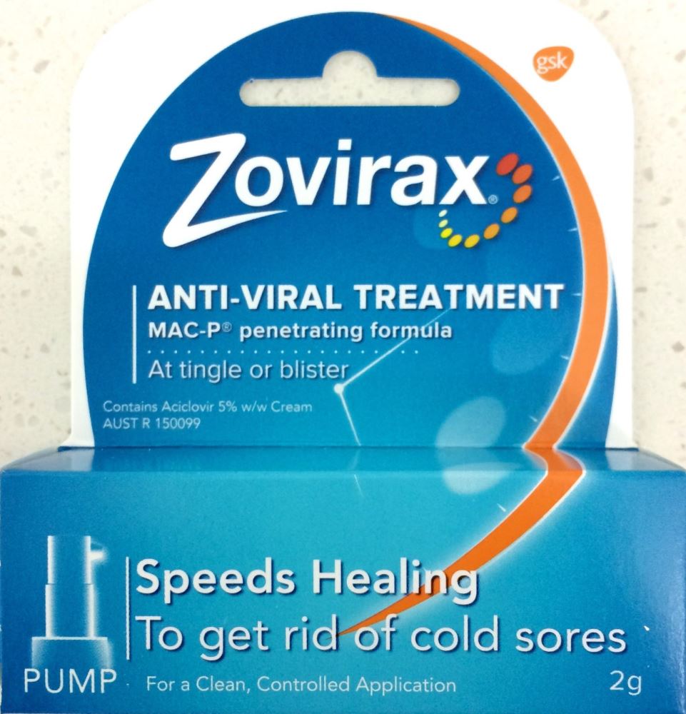 Zovirax (Aciclovir 5%) Cold Sore Cream 2g Pump